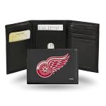 Rico Industries NHL Embroidered Leather Trifold Wallet, Detroit Red Wings, Black, 3.25 x 4.25-"