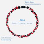 SUPBOMM Baseball Rope Necklaces, League Team Colors Braided Necklace, Baseball Team Gifts, Reds