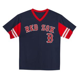MLB Toddler 2T-4T Officially Licensed Team Color Primary Logo Baseball Fashion Top V-Neck Jersey - Boston Red Sox Navy - 3T