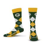 For Bare Feet NFL GREEN BAY PACKERS Argyle Remix Premium Dress Sock Team Color OSFM