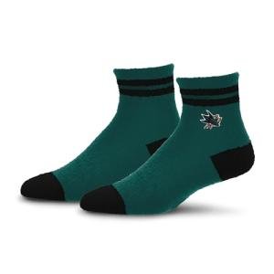 For Bare Feet NHL SAN JOSE SHARKS Cozy Two Stripe Quarter Sock Team Color OSFM