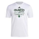 Adidas Mens Austin FC Pre-Game Short Sleeve Soccer T-Shirt,White/Austin Fc,X-Large