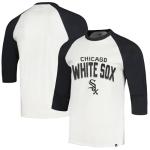 47 Brand MLB Men's Crescent Franklin Raglan Cream Arched Wordmark Primary Logo Baseball 3/4-Sleeve T-Shirt - Chicago White Sox - Cream - X-Large