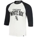 47 Brand MLB Men's Crescent Franklin Raglan Cream Arched Wordmark Primary Logo Baseball 3/4-Sleeve T-Shirt - Chicago White Sox - Cream - X-Large