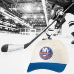 AMERICAN NEEDLE New York Islanders Officially Licensed NHL Blue Line Adjustable Snapback Baseball Hat, Ivory/Royal (EM004A-NYI-IROY)