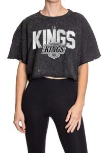 Calhoun NHL Surf & Skate Womens Oversize Drop Shoulder Acid Wash Cropped T-Shirt (Large/X-Large, Los Angeles Kings)