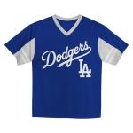 MLB Kids Youth Boys 4-18 Officially Licensed Team Color Primary Logo Baseball Fashion Top V-Neck Jersey - Los Angeles Dodgers Blue - Large 10/12