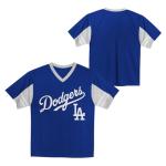 MLB Kids Youth Boys 4-18 Officially Licensed Team Color Primary Logo Baseball Fashion Top V-Neck Jersey - Los Angeles Dodgers Blue - Large 10/12