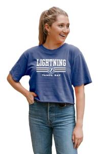 Tampa Bay Lightning NHL Officially Licensed Women's Crop Top T-Shirt Ringspun Team Color, Large