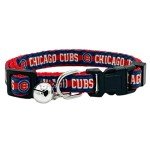 MLB CAT Collar Chicago Cubs Satin Cat Collar Baseball Team Collar for Dogs & Cats. A Shiny & Colorful Cat Collar with Ringing Bell Pendant