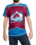 Calhoun NHL Mens Performance Quick Dry Moisture Wicking Rash Guard Short Sleeve Shirt (Colorado Avalanche, Large)