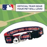 MLB CAT Collar Chicago Cubs Satin Cat Collar Baseball Team Collar for Dogs & Cats. A Shiny & Colorful Cat Collar with Ringing Bell Pendant