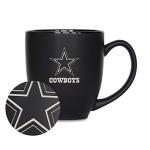 Rico Industries NFL Football Dallas Cowboys Main 15oz Laser Engraved Matte Black Ceramic Bistro Mug - For Hot or Cold Drinks