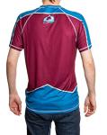 Calhoun NHL Mens Performance Quick Dry Moisture Wicking Rash Guard Short Sleeve Shirt (Colorado Avalanche, Large)