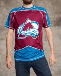 Calhoun NHL Mens Performance Quick Dry Moisture Wicking Rash Guard Short Sleeve Shirt (Colorado Avalanche, Large)