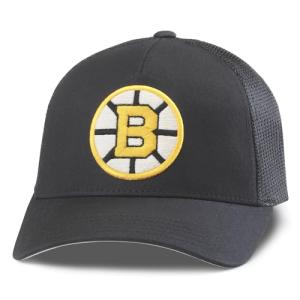 AMERICAN NEEDLE Unisex Boston Bruins Officially Licensed NHL Valin Adjustable Snapback Baseball Trucker Hat (EM002A-BBR-BLK)
