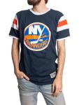 Calhoun NHL Surf & Skate Mens Shoulder Stripe Varsity Inset Sleeve Retro Style T-Shirt – The Coastal Collection (New York Islanders, X-Large)