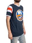 Calhoun NHL Surf & Skate Mens Shoulder Stripe Varsity Inset Sleeve Retro Style T-Shirt – The Coastal Collection (New York Islanders, X-Large)