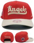 Mitchell & Ness Los Angeles Angels of Anaheim New City Connect Pro Crown Red Tan Era Snapback Hat Cap