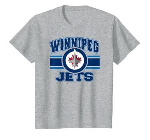 Winnipeg Jets Stripe Gray Officially Licensed T-Shirt, Youth, Heather Grey, Small