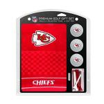 Team Golf NFL Kansas City Chiefs Embroidered Golf Towel, 3 Golf Ball, and Golf Tee Set Gift Set Embroidered Golf Towel, 3 Golf Balls, and 14 Golf Tees 2-3/4" Regulation, Tri-Fold Towel 16" x 22" & 100% Cotton