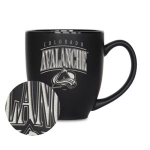 Rico Industries NHL Hockey Colorado Avalanche Tribute 15oz Laser Engraved Matte Black Ceramic Bistro Mug - For Hot or Cold Drinks