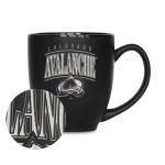 Rico Industries NHL Hockey Colorado Avalanche Tribute 15oz Laser Engraved Matte Black Ceramic Bistro Mug - For Hot or Cold Drinks