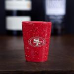 Rico Industries NFL Football San Francisco 49ers 2oz Ceramic Shot Glass for Fans, Laser Engraved In Team Color Single Shot Glass