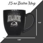 Rico Industries NHL Hockey Colorado Avalanche Tribute 15oz Laser Engraved Matte Black Ceramic Bistro Mug - For Hot or Cold Drinks