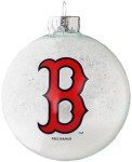 Licensed MLB 3-1/4" Large Frosted Snowball Effect Glass Ball Ornament (Boston Red Sox)