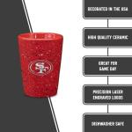 Rico Industries NFL Football San Francisco 49ers 2oz Ceramic Shot Glass for Fans, Laser Engraved In Team Color Single Shot Glass