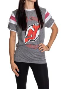 Calhoun NHL Ladies Loose Fit Varsity Style Retro Lounge T-Shirt (New Jersey Devils, Medium)