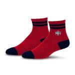For Bare Feet WNBA WASHINGTON MYSTICS Cozy Two Stripe Quarter Sock Team Color OSFM