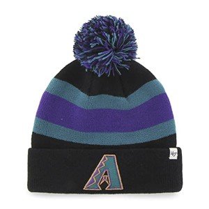 47 MLB Unisex-Adult Primary Logo Breakaway Team Color Primary Logo Cuffed Knit Beanie Hat Cold Weather Hat, One Size - Arizona Diamondbacks Black