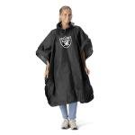 Northwest NFL Las Vegas Raiders Lightweight Waterproof Pullover Poncho with Hood and Mesh Storage Bag, Compact Rain Gear for Hiking, Camping, Travel, Festivals, and Outdoor Activities Black