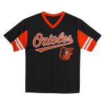 MLB Kids Youth Boys 4-18 Officially Licensed Team Color Primary Logo Baseball Fashion Top V-Neck Jersey - Baltimore Orioles Black - Medium 8