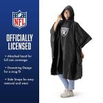 Northwest NFL Las Vegas Raiders Lightweight Waterproof Pullover Poncho with Hood and Mesh Storage Bag, Compact Rain Gear for Hiking, Camping, Travel, Festivals, and Outdoor Activities Black