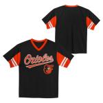 MLB Kids Youth Boys 4-18 Officially Licensed Team Color Primary Logo Baseball Fashion Top V-Neck Jersey - Baltimore Orioles Black - Medium 8