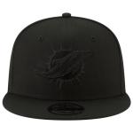 New Era NFL 9FIFTY Black On Black Adjustable Snapback Hat Cap One Size Fits All (Miami Dolphins)