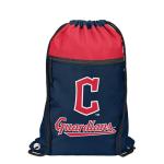 FOCO MLB Officially Licensed Unisex Team Color Baseball Primary Logo Wordmark Drawstring Backpack With Zippered Pocket - Cleveland Guardians