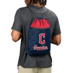 FOCO MLB Officially Licensed Unisex Team Color Baseball Primary Logo Wordmark Drawstring Backpack With Zippered Pocket - Cleveland Guardians