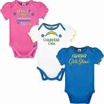 NFL Los Angeles Chargers 3 Pack Short Sleeve Bodysuit, Blue Los Angeles Chargers New, 18 Months
