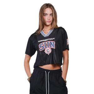 Ultra Game WNBA Official Womens Super Soft Mesh Crop Top T-Shirt, Connecticut Sun, Team Color, XX-Large