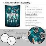 WHZKCYH Jalen Hurts Tapestry For Football Fans Kids Birthday Party Gifts-Rugby Superstar Signed Tapestry Poster For Teen Boy Bedroom Wall Hanging Decoration-70X100CM
