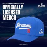 Freddie Freeman Los Angeles Baseball Hat | Officially Licensed MLBPA Adjustable Snapback Cap, Embroidered Performance Curved Brim Hat for Men, Women & Kids Royal Blue
