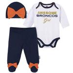 Gerber NFL Denver Broncos 3 Pack Bodysuit Footed Pant and Cap Registry Gift Set, blue/white Denver Broncos, 3-6M (260043160)