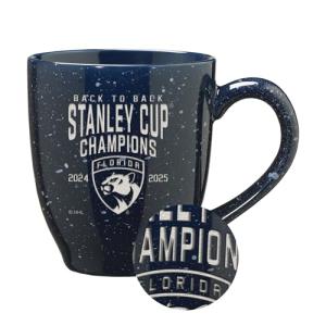 Rico Industries NHL Hockey Florida Panthers Back To Back Champions 2025 16 oz Team Color Laser Engraved Speckled Ceramic Coffee Mug