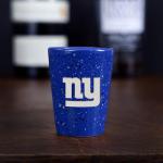 Rico Industries NFL Football New York Giants 2oz Ceramic Shot Glass for Fans, Laser Engraved In Team Color Single Shot Glass