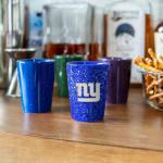 Rico Industries NFL Football New York Giants 2oz Ceramic Shot Glass for Fans, Laser Engraved In Team Color Single Shot Glass