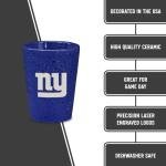 Rico Industries NFL Football New York Giants 2oz Ceramic Shot Glass for Fans, Laser Engraved In Team Color Single Shot Glass